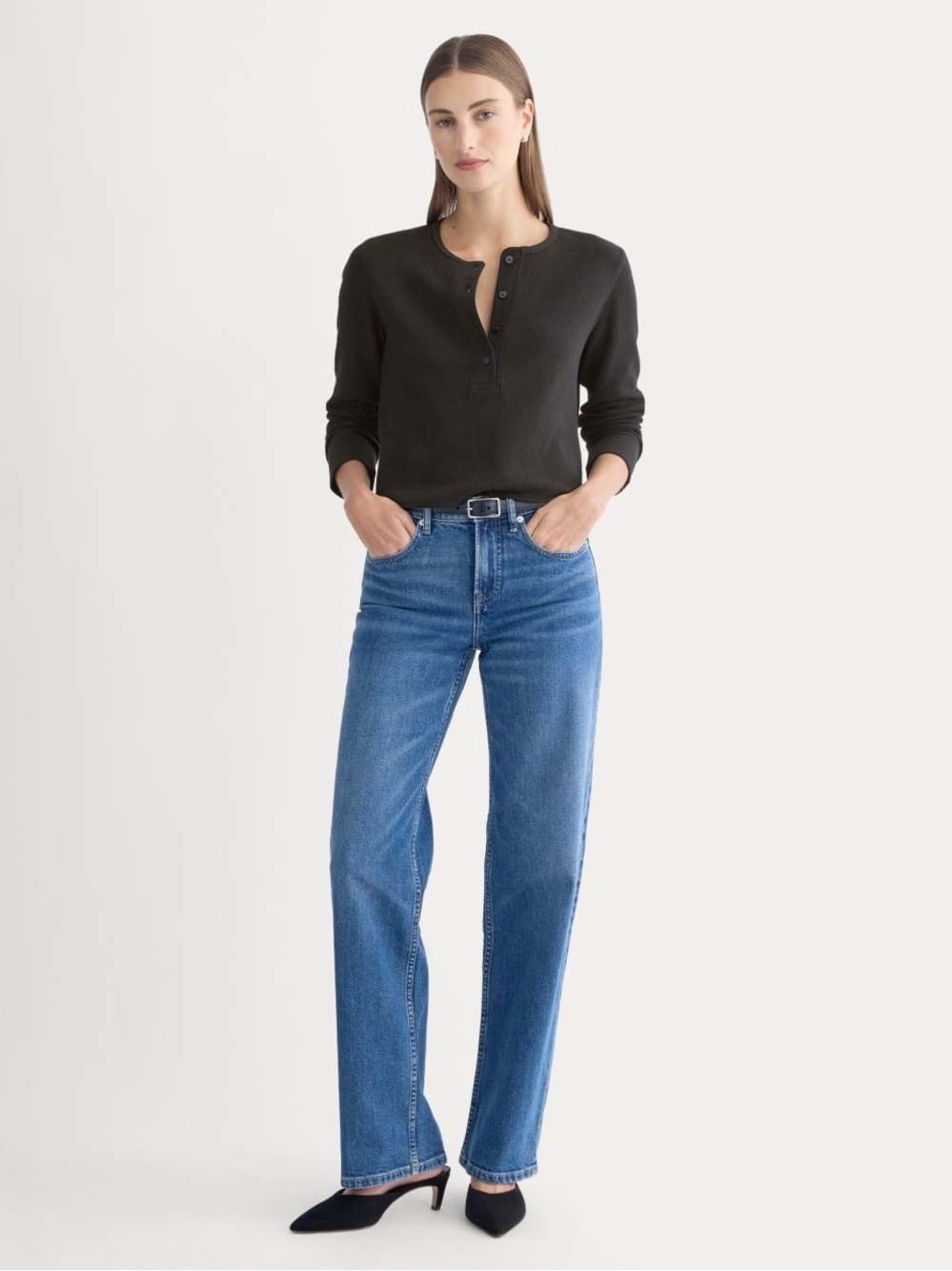 Everlane boxy henley in black size small - Picture 3 of 5